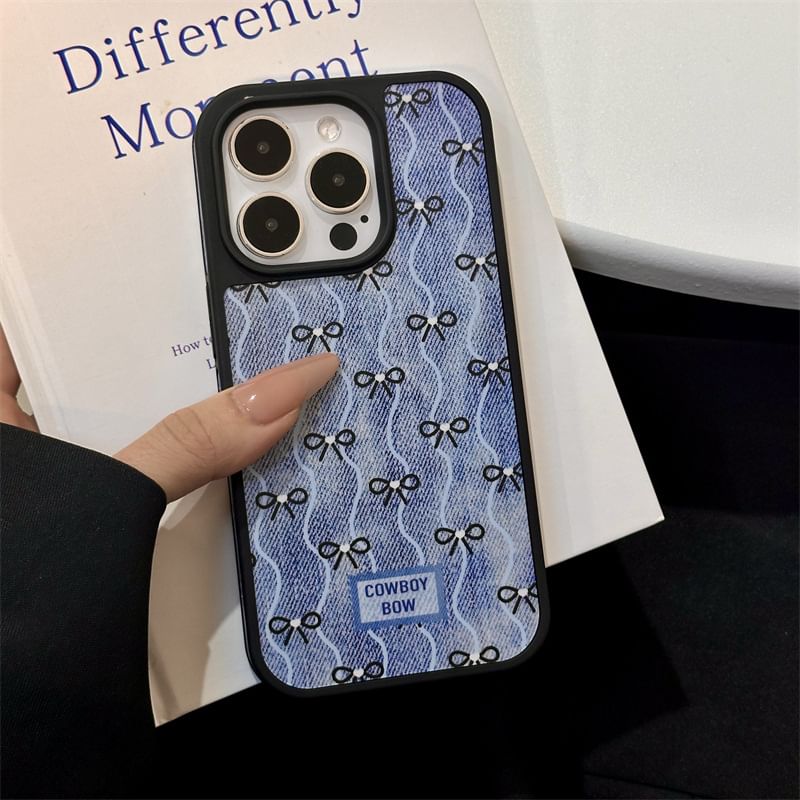Wavy Case Phone Denim Bow