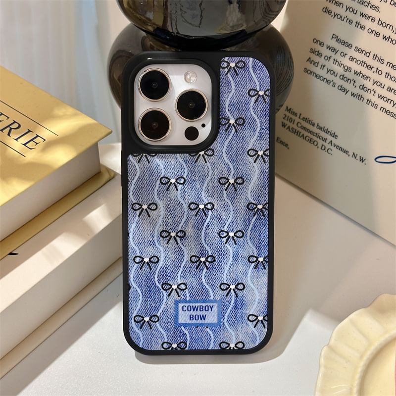 Wavy Case Phone Denim Bow