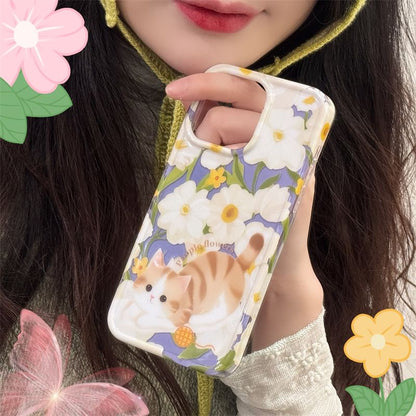 Phone Floral Case Cat