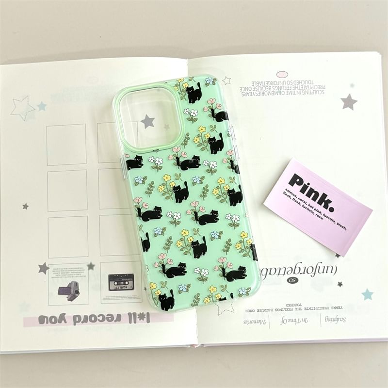 Floral Case Phone Cat