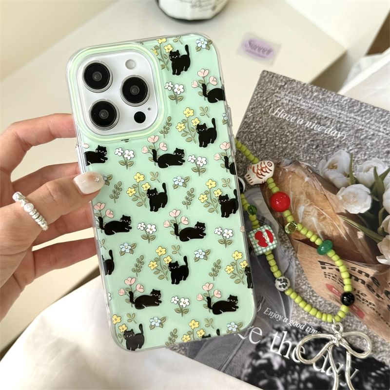 Floral Case Phone Cat