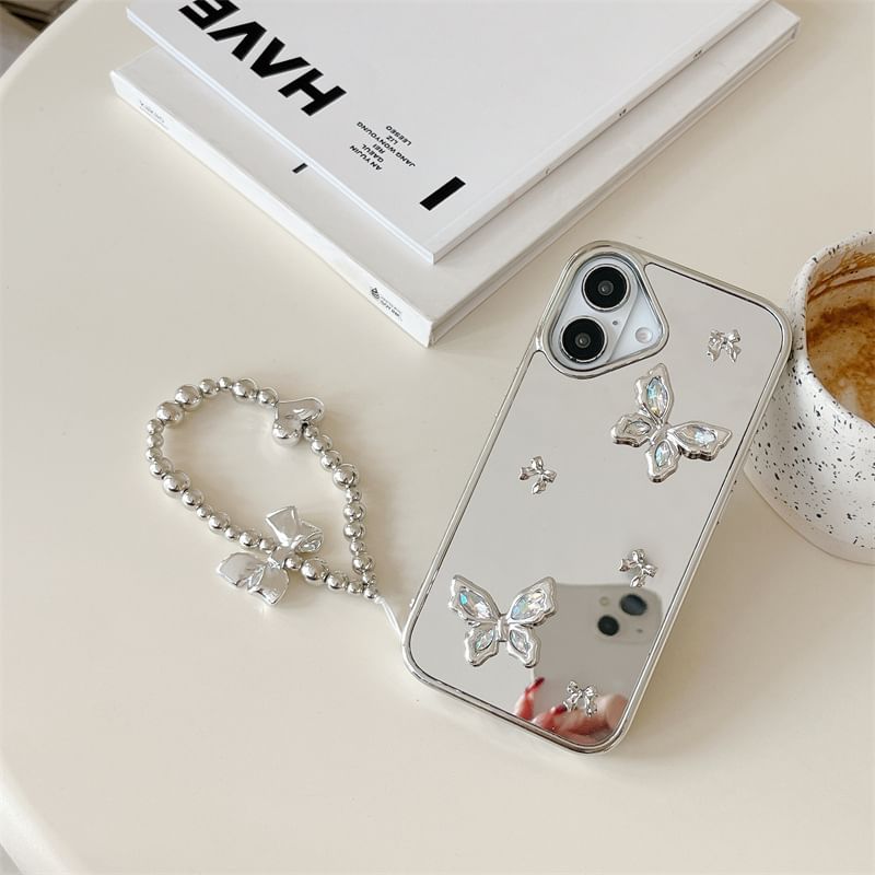 / Set Phone Mirrored Case Charm Butterfly