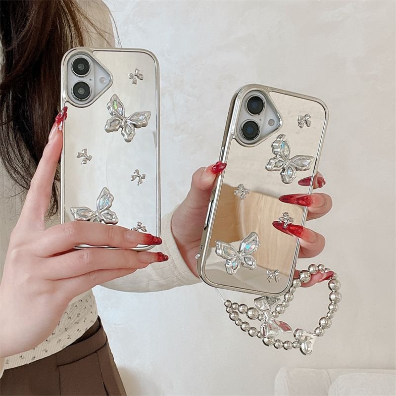 / Set Phone Mirrored Case Charm Butterfly