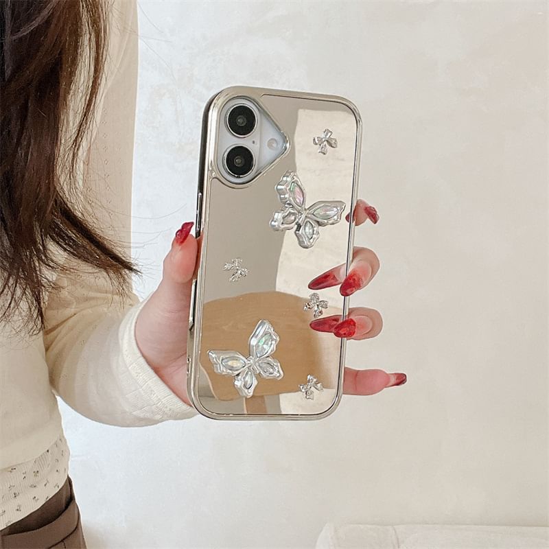 / Set Phone Mirrored Case Charm Butterfly