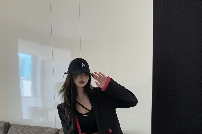 Two Blazer Designs) / Mini (Various Notch High Skirt Waist Pencil Two-Piece Tone Plain Mock Lapel