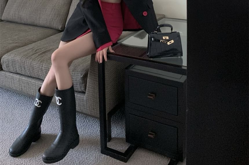 Two Blazer Designs) / Mini (Various Notch High Skirt Waist Pencil Two-Piece Tone Plain Mock Lapel