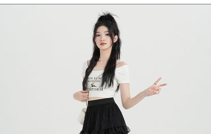 Skirt High Waist Lace Midi A-Line Plain Tiered