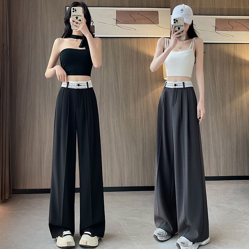 Rise Wide High Lace Slacks Panel Leg