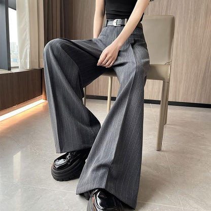 High Pants Rise Dress Wide Leg Pinstriped