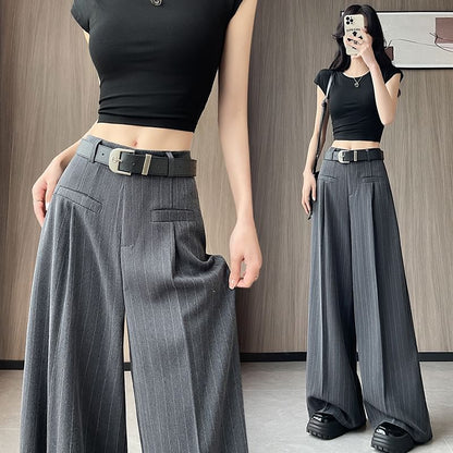 High Pants Rise Dress Wide Leg Pinstriped