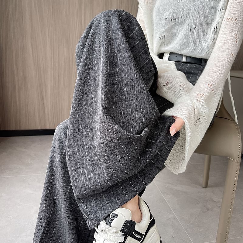 High Pants Rise Dress Wide Leg Pinstriped