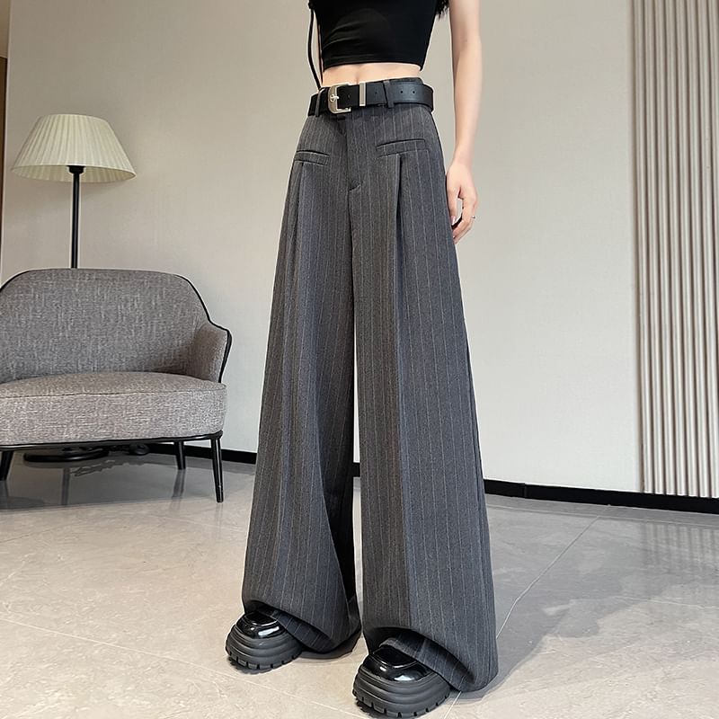 High Pants Rise Dress Wide Leg Pinstriped