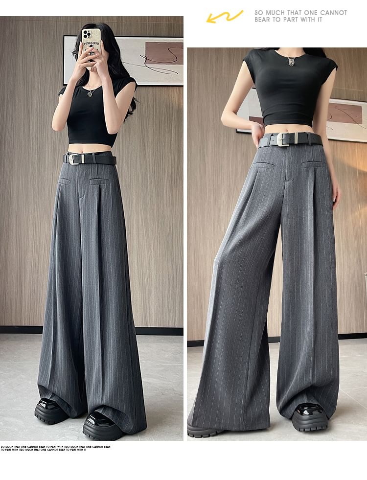 High Pants Rise Dress Wide Leg Pinstriped