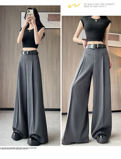 High Pants Rise Dress Wide Leg Pinstriped