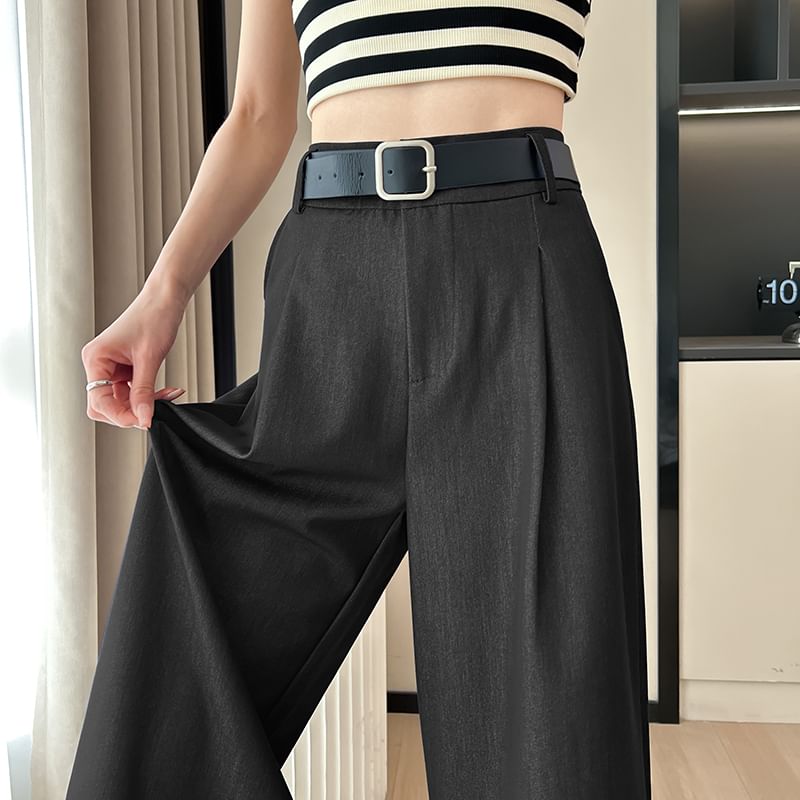 Waist Pants Dress Capri High Leg Wide Plain