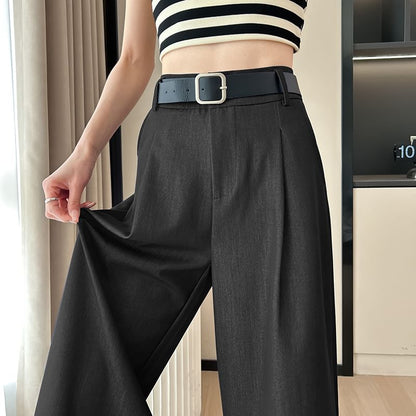 Waist Pants Dress Capri High Leg Wide Plain
