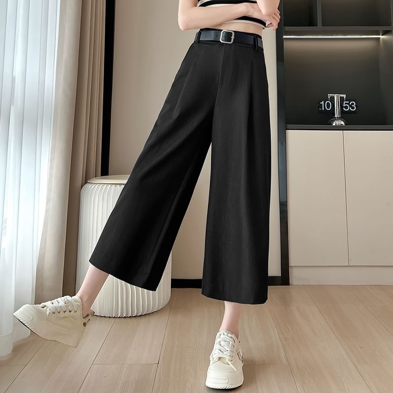 Waist Pants Dress Capri High Leg Wide Plain