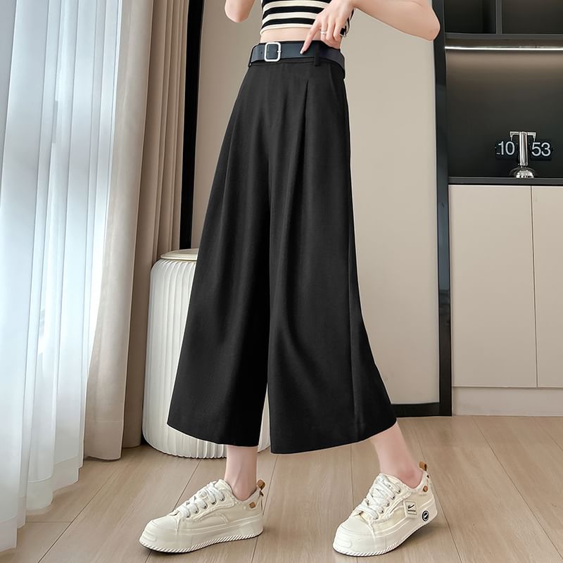 Waist Pants Dress Capri High Leg Wide Plain