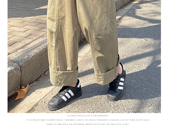 Pants Leg Plain Waist Cropped Wide Elastic