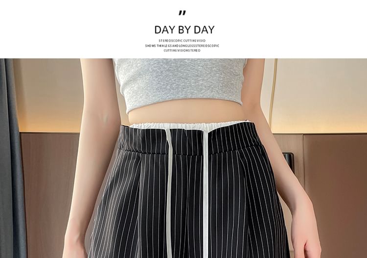 Waist Pinstriped Leg Pants Wide Drawstring Designs) (Various