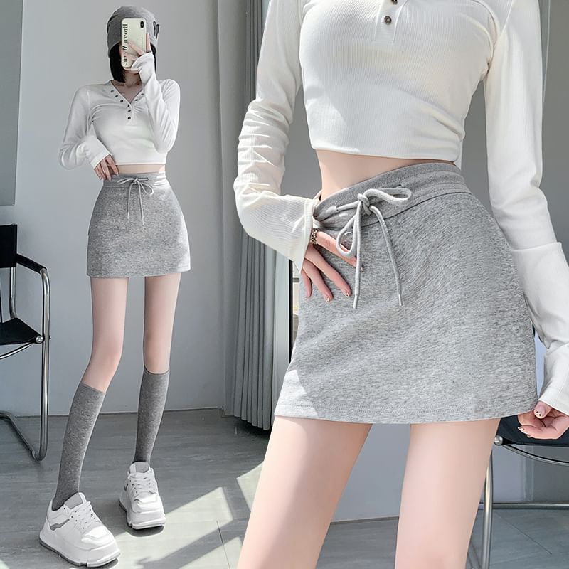 Skort Waist Plain Drawstring