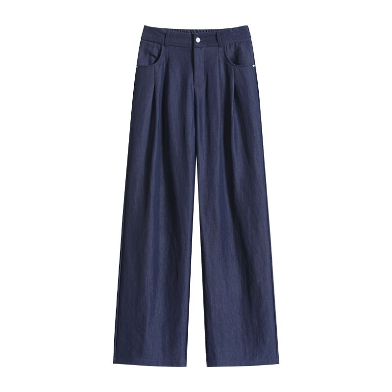 Rise (Various Slacks Designs) Plain Leg High Wide