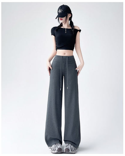 Waist Leg Wide Sweatpants (Various Drawstring Designs)