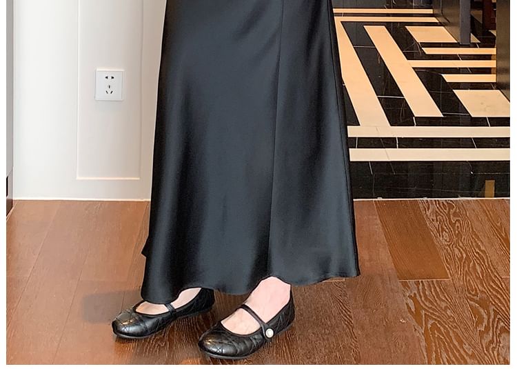 Waist A-Line High Midi Plain Skirt Ruched