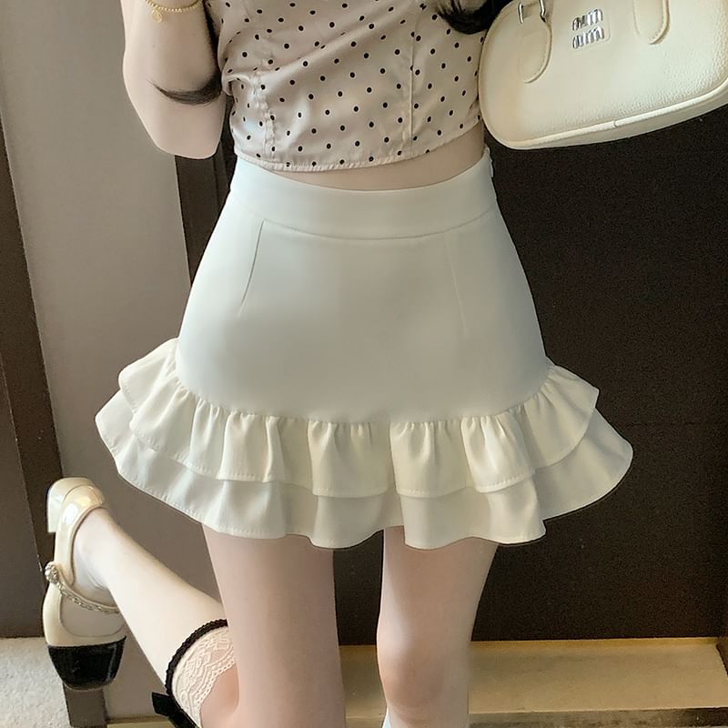 Ruffle Mini Trim Pencil Skirt Rise High