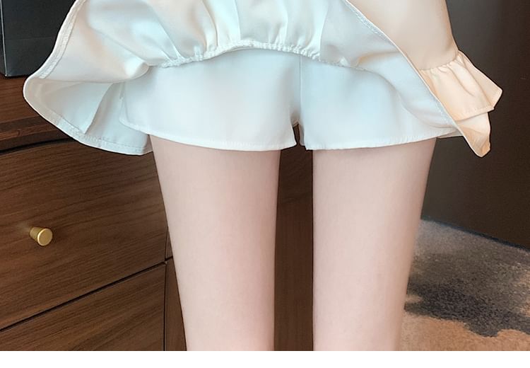 Ruffle Mini Trim Pencil Skirt Rise High