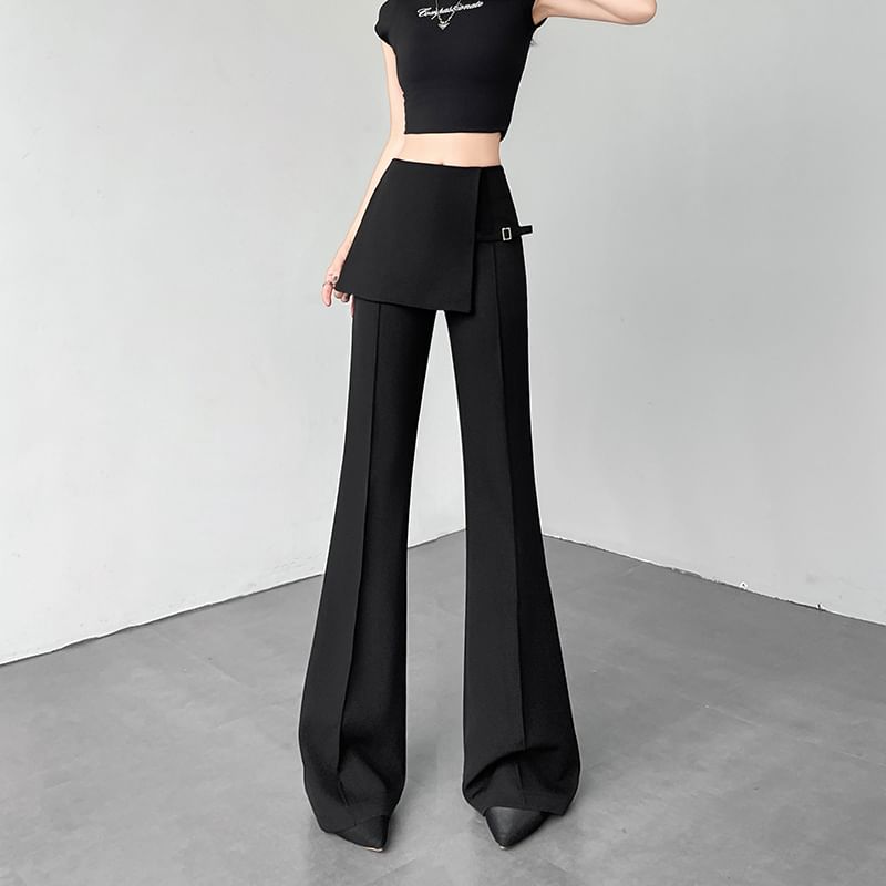 Waist Suit (Various High Designs) Buckled Flared Pants Overlay Skirt