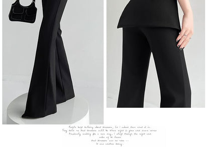 Waist Suit (Various High Designs) Buckled Flared Pants Overlay Skirt