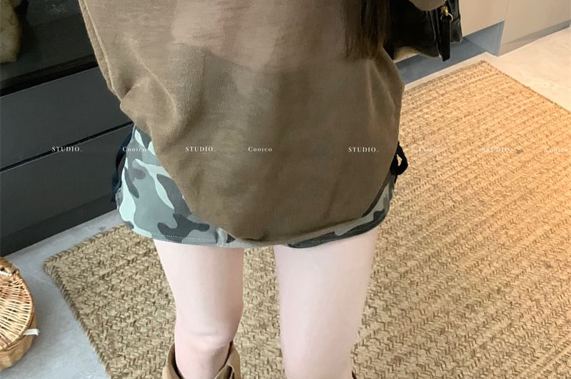 / Plain Knit Bralette Top V-Neck Long-Sleeve