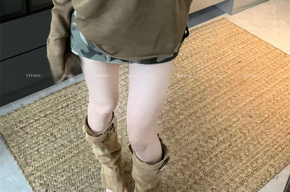 / Plain Knit Bralette Top V-Neck Long-Sleeve