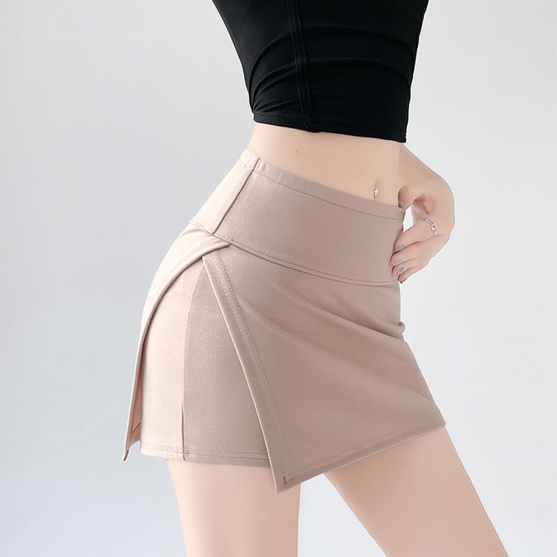 High Skort Slit Waist Plain