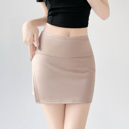 High Skort Slit Waist Plain