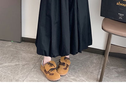 A-Line Waist Skirt Elastic Hem Bubble Plain Midi