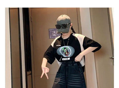 Washed Denim Waist Elastic Shorts