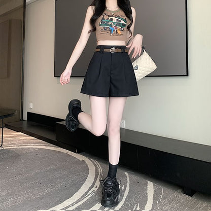 Dress Waist Plain Shorts High