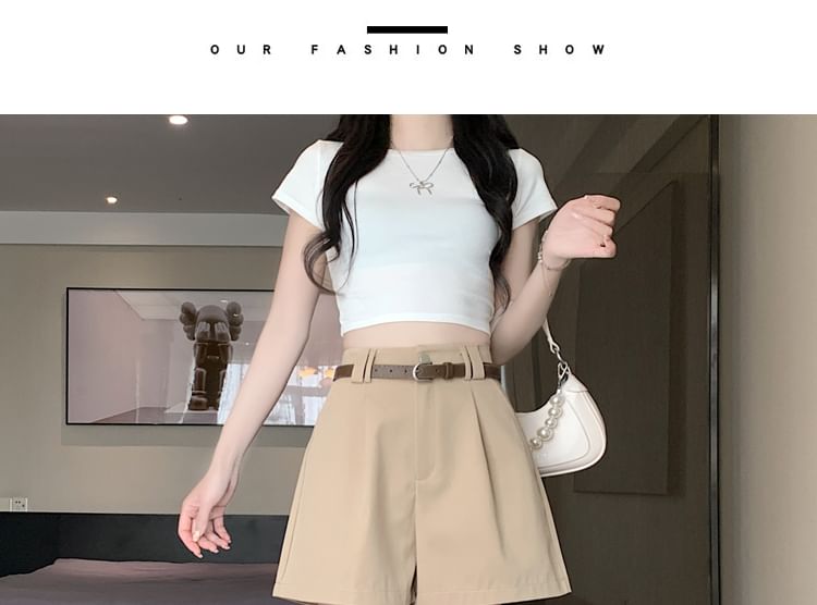 Dress Waist Plain Shorts High