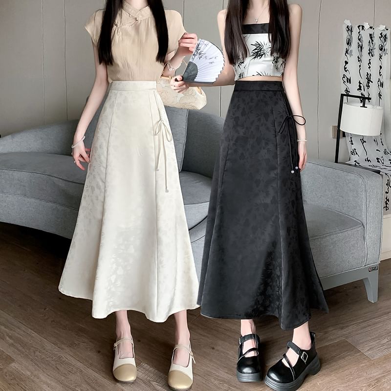 High Maxi A-Line Floral Skirt Waist