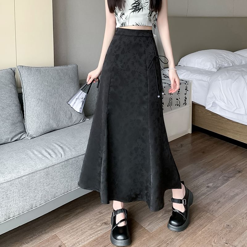 High Maxi A-Line Floral Skirt Waist