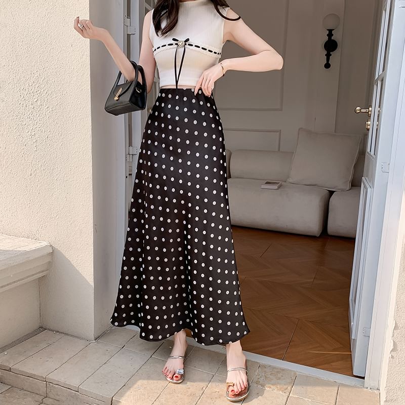 A-Line High Dotted Rise Skirt Maxi