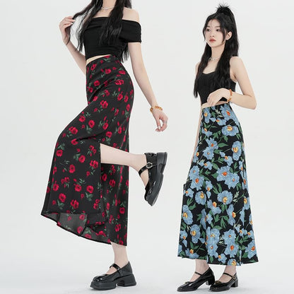 A-Line High Maxi Floral Skirt Waist