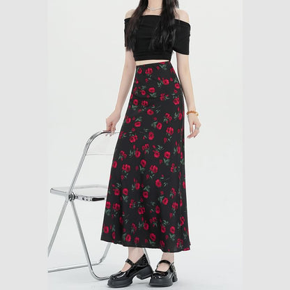 A-Line High Maxi Floral Skirt Waist