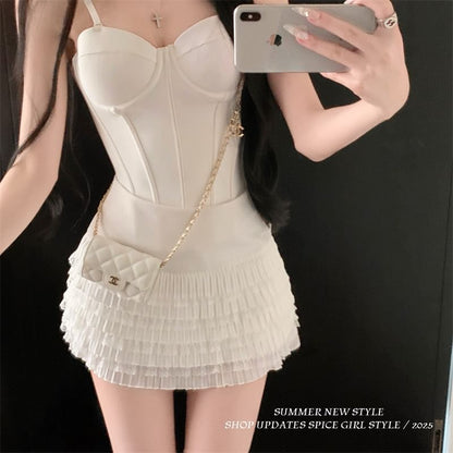 Plain Lace Trim Mini High Skirt Pencil Rise