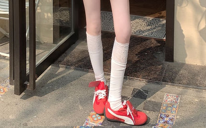 Mini High Lace A-Line Rise Trim Plain Skirt Ruffle Lace-Up