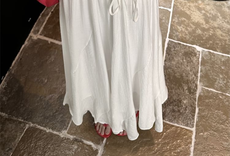 Waist Skirt A-Line High Plain Maxi Asymmetrical