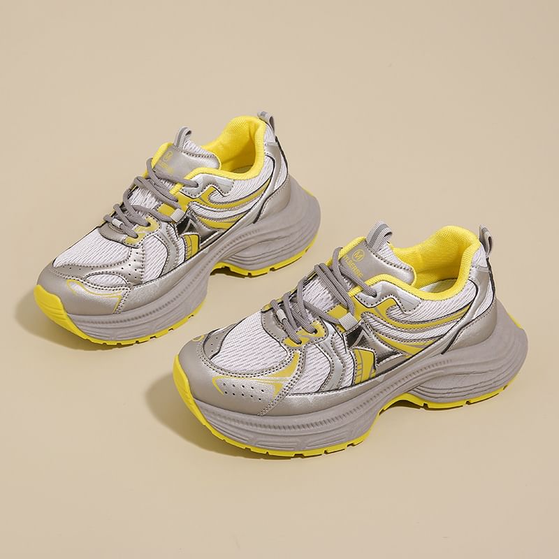 Mesh Platform Panel Sneakers