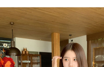 Ruched Plain T-Shirt Short-Sleeve V-Neck